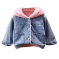 thumbnail image 1 of Pink Boy Girl Kids Girl Boy Collared Turtle Neck Fleece Lined Wool Denim Jackets Outfits for Kid Long Sleeve Bow Tie Western Warm Fuzzy Hooded Cardigan Fall Winter 2025 11 Year, 1 of 6