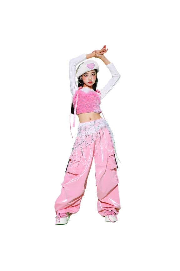 Pink Boys Sweatpants Sequin Prom Pants Techwear Pants Mardi Gras Boys 7-8 Years Pants