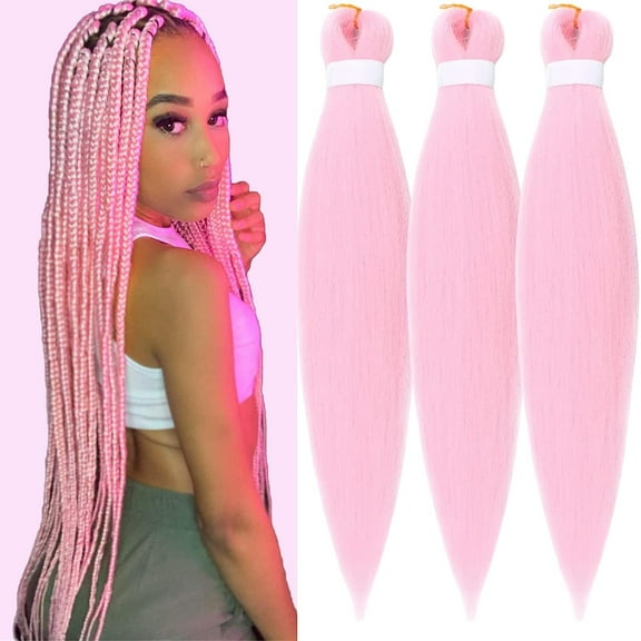 Pink Braiding Hair Pre stretched Box Braids Kanekalon Braiding Hair Human Hair 26 inch