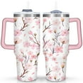 thumbnail image 1 of Pink Branches 40 Oz Tumbler with Handle Lid and Straw, Stainless Steel Double Walled Vacuum Insulated Cup, Cute Anniversary Wedding Birthday Gifts Tumbler for Women Men Friends Outdoor Indoor, 1 of 7