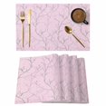 thumbnail image 1 of Pink Branches Placemats Set of 6, Vintage Art Farmhouse Placemats for Dining Table, Place Mats for Kitchen Tabletop, Waterproof Wipeable Dining Table Mats Set, 1 of 9