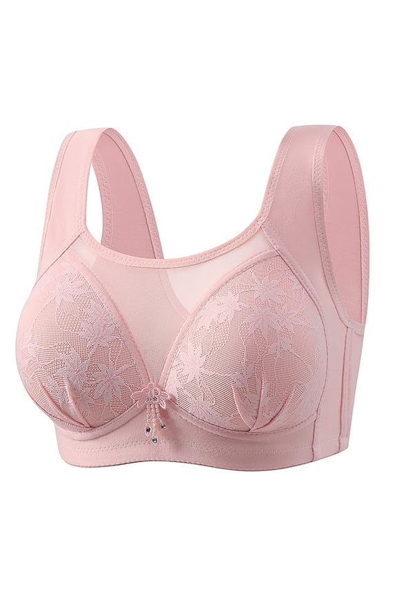 Pink Bras for Women No Underwire Women's New Plus Size No Underwire Top Bra Thin Breathable Big Breasts To Show Small Beauty Back Four Bra
