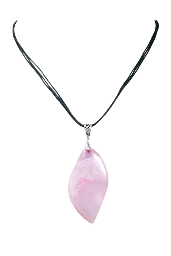 Pink Brazilian Agate Quartz Pendant Necklace