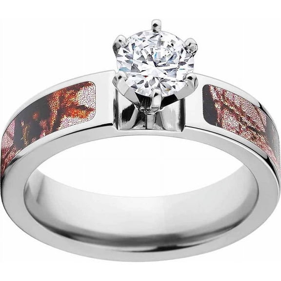 Pink Break Up Women's Camo Engagement Ring Cobalt and 14kt White Gold with Polished Edges and Deluxe Comfort Fit