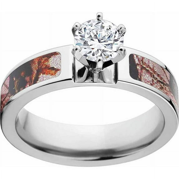 Pink Break Up Women's Camo Engagement Ring Cobalt and 14kt White Gold with Polished Edges and Deluxe Comfort Fit