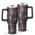 thumbnail image 1 of Pink Breast Cancer Awareness Pattern Tumbler with Handle and Lid,40oz Double Wall Vacuum Insulated Tumbler,Cups Gift for Women and Men, 1 of 7