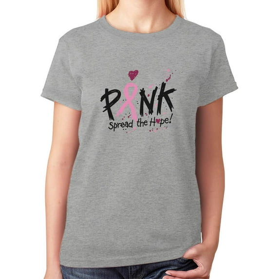 Tstars Pink Breast Cancer Awareness Spread The Hope Women's T-Shirt XX-Large Grey