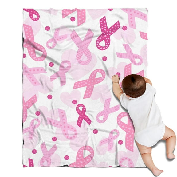 Pink Breast Cancer Blanket,Comfortable Soft Flannel Throw Blanket,All Season,Warm Lightweight Blankets for Sofa Bed Couch Living Room Chair,30"x40"