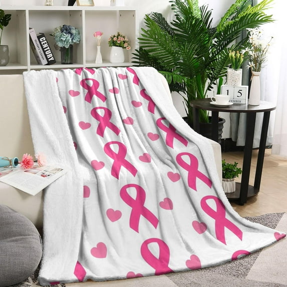 Pink Breast Cancer Blanket,Comfortable Soft Lamb Wool Throw Blanket,All Season,Warm Lightweight Blankets for Sofa Bed Couch Living Room Chair,40"x50"
