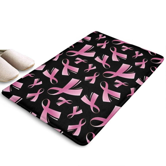 Pink Breast Cancer Flannel Non Slip Door Rugs,Washable Door Mats Indoor,Decorative Door Mats,Dirt-Resistant and Absorbent Doormat for Entrance,Bedroom,Kitchen,Bathroom,31.5x17in(80x43cm)