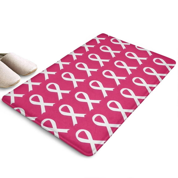 Pink Breast Cancer Flannel Non Slip Door Rugs,Washable Door Mats Indoor,Decorative Door Mats,Dirt-Resistant and Absorbent Doormat for Entrance,Bedroom,Kitchen,Bathroom,31.5x17in(80x43cm)