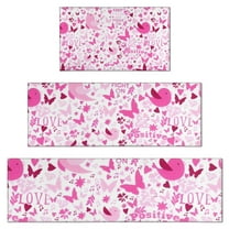 Pink Breast Cancer Kitchen Rugs Sets Of 3,Kitchen Runner Rugs Non Skid Washable,Decorative Kitchen Floor Mats for Kitchen,Sink,Laundry,17"x30"  17"x47"   17"x59"