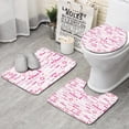 thumbnail image 1 of Pink Breast Cancer and Love Bathroom Rugs Sets 3 Piece,Toilet Cover Set,Absorbent Non Slip Bathroom Mats Sets with U-Shaped Contour Rug Toilet Rug Set, 1 of 5
