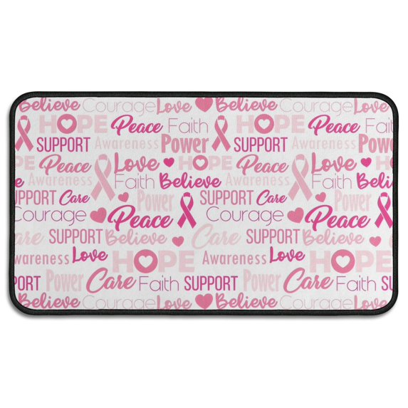 Pink Breast Cancer and Love Door Rugs,Washable Non Slip Door Mats Indoor,Decorative Door Mats,Entry Mat Indoor for Entrance,Bedroom,Kitchen,Bathroom,30"x17"