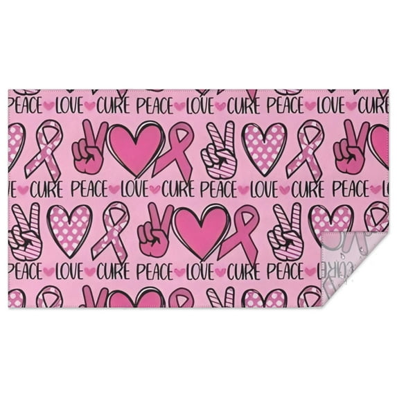 Pink Breast Cancer and Love Rectangle Tablecloth 60"x102",Waterproof Polyester Rectangle Table Cloth, Wipeable Spillproof Polyester Tablecloth for Dining, Camping, Indoor and Outdoor