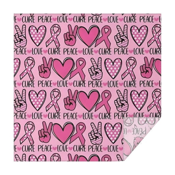 Pink Breast Cancer and Love Square Tablecloth,Waterproof Square Table Cover,Wipeable Spillproof Washable Table Cover for Home Kitchen Party Decor 42"X42"(107x107cm)
