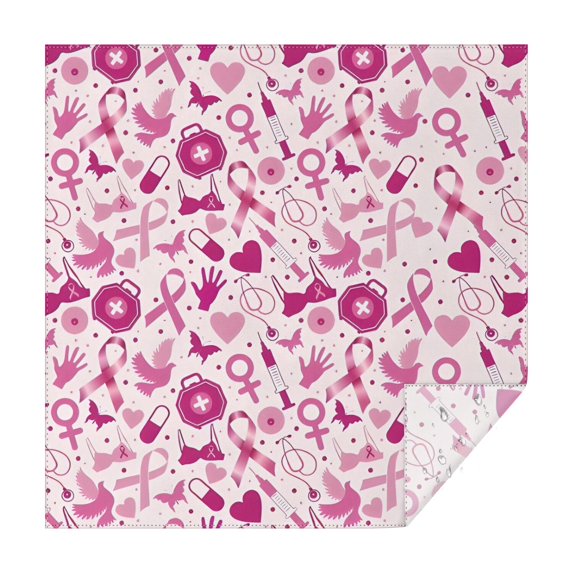 Pink Breast Cancer and Love Square Tablecloth,Waterproof Square Table Cover,Wipeable Spillproof Washable Table Cover for Home Kitchen Party Decor 52"x52"(132x132cm)