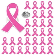 Pink Breast Cancer Pins 30Pcs Bulk Breast Cancer Awareness Accessories Offical Pink Ribbon Hope Lapel Pins Brooches for Women Breast Cancer Survivor Gifts Themd Party Favors Supplies Decorations