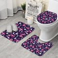 thumbnail image 1 of Pink Breast Cancer and Pioneer Flower Bathroom Rugs Sets 3 Piece,Toilet Cover Set,Absorbent Non Slip Bathroom Mats Sets with U-Shaped Contour Rug Toilet Rug Set, 1 of 5