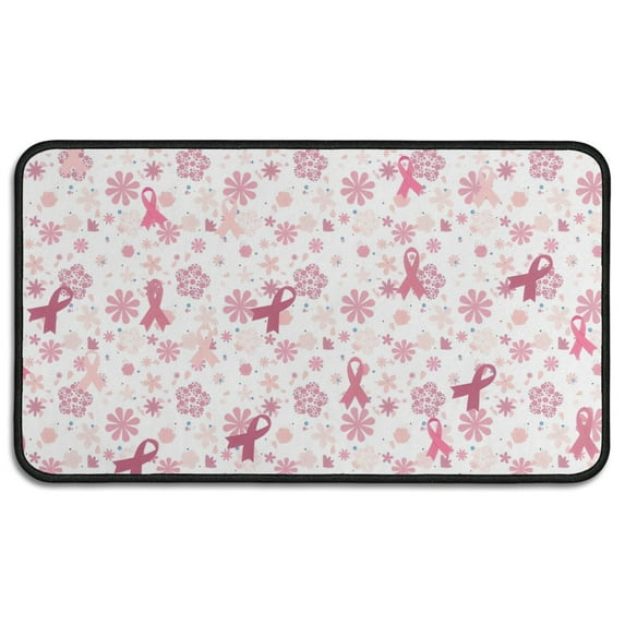 Pink Breast Cancer and Pioneer Flower Door Rugs,Washable Non Slip Door Mats Indoor,Decorative Door Mats,Entry Mat Indoor for Entrance,Bedroom,Kitchen,Bathroom,30"x17"