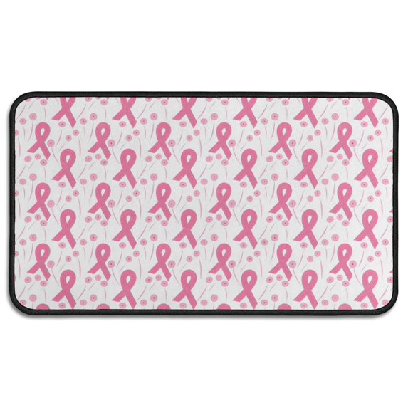 Pink Breast Cancer and Pioneer Flower Door Rugs,Washable Non Slip Door Mats Indoor,Decorative Door Mats,Entry Mat Indoor for Entrance,Bedroom,Kitchen,Bathroom,30"x17"