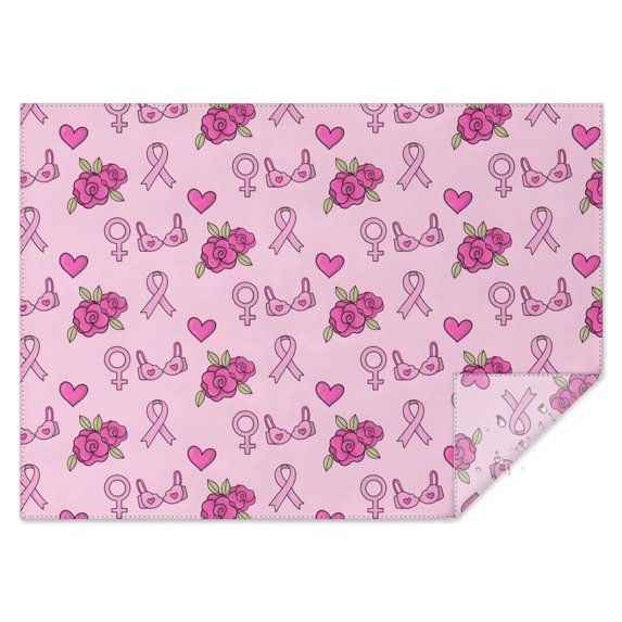 Pink Breast Cancer and Pioneer Flower Rectangle Tablecloth 60"x84",Waterproof Polyester Rectangle Table Cloth, Wipeable Spillproof Polyester Tablecloth for Dining, Camping, Indoor and Outdoor