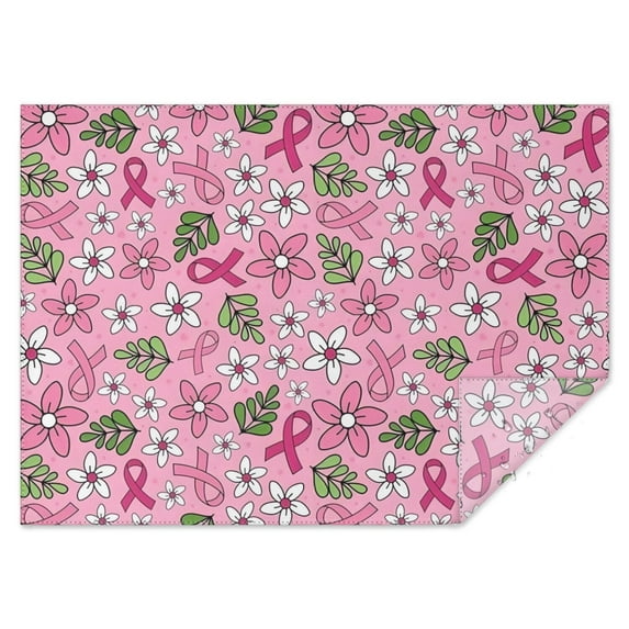 Pink Breast Cancer and Pioneer Flower Rectangle Tablecloth 60"x84",Waterproof Polyester Rectangle Table Cloth, Wipeable Spillproof Polyester Tablecloth for Dining, Camping, Indoor and Outdoor