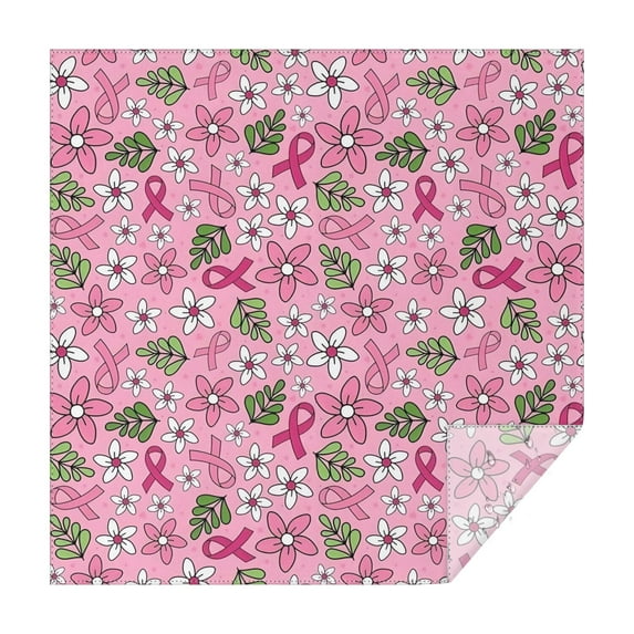 Pink Breast Cancer and Pioneer Flower Square Tablecloth,Waterproof Square Table Cover,Wipeable Spillproof Washable Table Cover for Home Kitchen Party Decor 60"x60"(152x152cm)