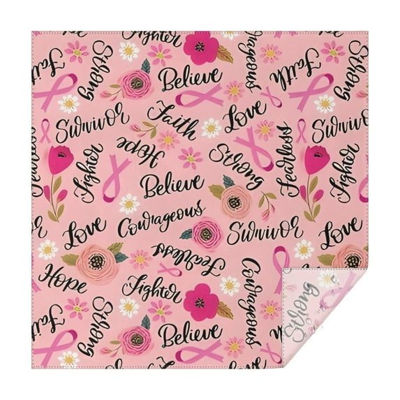Pink Breast Cancer and Pioneer Flower Square Tablecloth,Waterproof Square Table Cover,Wipeable Spillproof Washable Table Cover for Home Kitchen Party Decor 60"x60"(152x152cm)