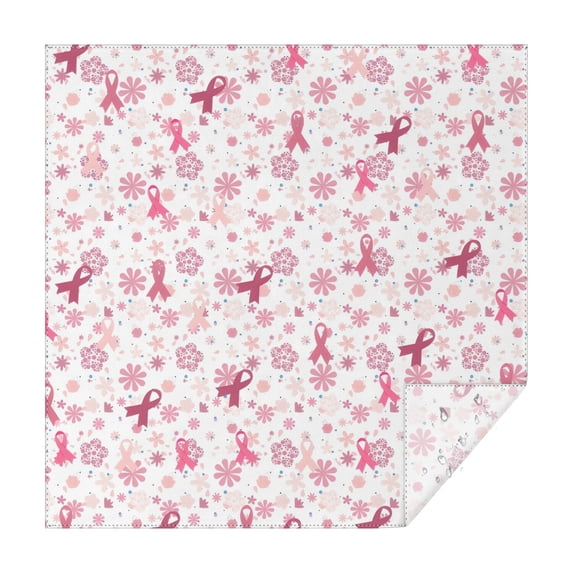 Pink Breast Cancer and Pioneer Flower Square Tablecloth,Waterproof Square Table Cover,Wipeable Spillproof Washable Table Cover for Home Kitchen Party Decor 60"x60"(152x152cm)