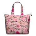 thumbnail image 1 of Pink Breast Cancer and Pioneer Flower Travel Tote Bags for Women Carry On,Large Weekender Bags for Women Travel,Multi Functional Duffle Bag for Work,Shopping,Sports, 1 of 5