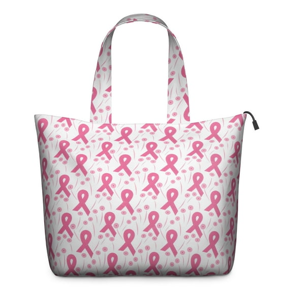 Pink Breast Cancer and Pioneer Flower Travel Tote Bags for Women Carry On,Large Weekender Bags for Women Travel,Multi Functional Duffle Bag for Work,Shopping,Sports