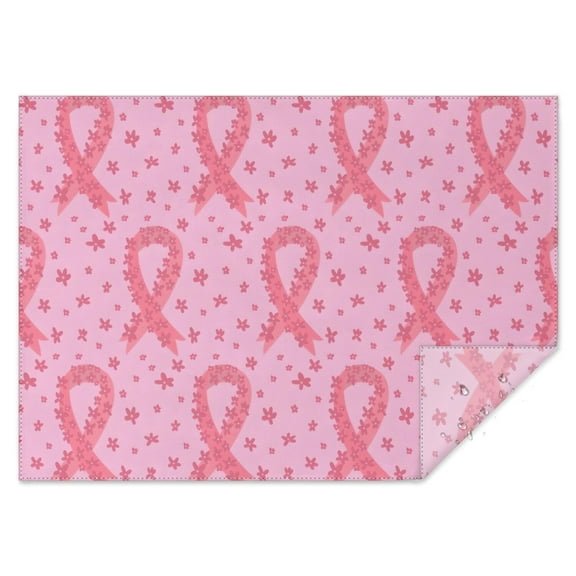 Pink Breast Cancer Ribbon Floral Pattern Rectangle Tablecloth 60"x84",Waterproof Polyester Rectangle Table Cloth, Wipeable Spillproof Polyester Tablecloth for Dining, Camping, Indoor and Outdoor