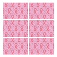 thumbnail image 1 of Pink Breast Cancer Ribbon Floral Pattern Summer Placemats Table Placemats Set Of 6-Linen Kitchen Washable Placemats Table Mats 11.8"x17.7" Non-Slip Heat Resistant, 1 of 5