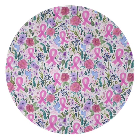 Pink Breast Cancer Round Blanket,Comfortable Soft Flannel Throw Blanket,All Season,Warm Lightweight Blankets for Sofa Bed Couch Living Room Chair 47"x47"