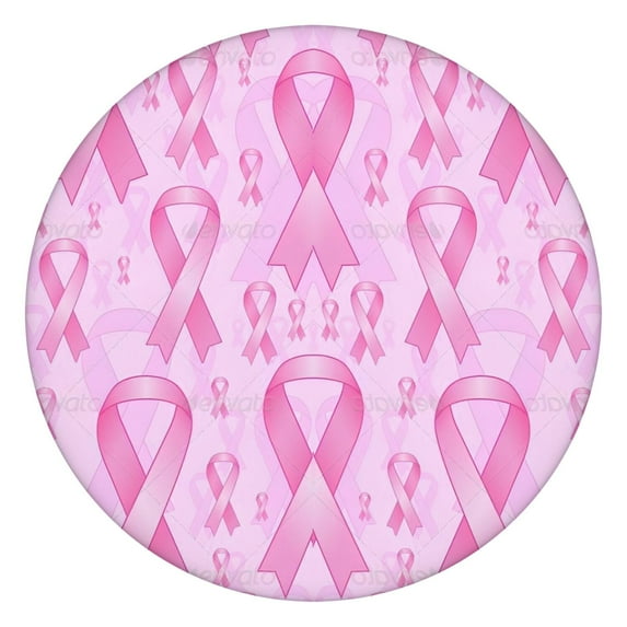 Pink Breast Cancer Round Fitted Tablecloth with Elastic Edge,Dining Table Cover Waterproof,Outdoor Round Tablecloth for Camping,Dining,Indoor and Outdoor