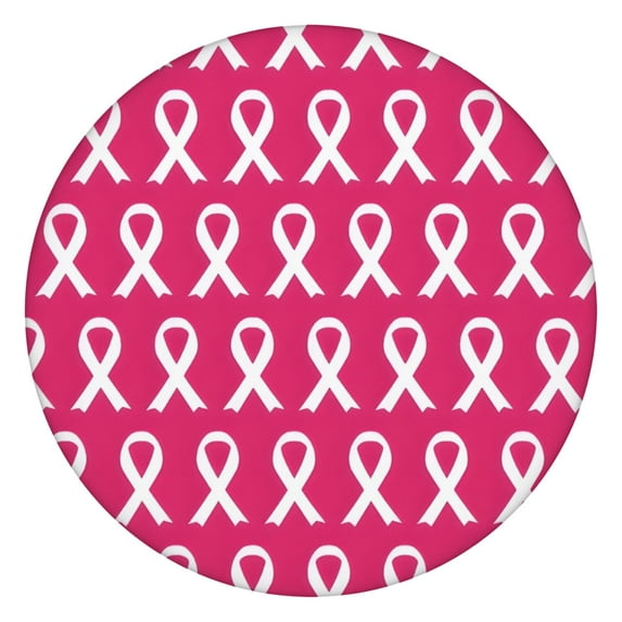 Pink Breast Cancer Round Fitted Tablecloth with Elastic Edge,Dining Table Cover Waterproof,Outdoor Round Tablecloth for Camping,Dining,Indoor and Outdoor