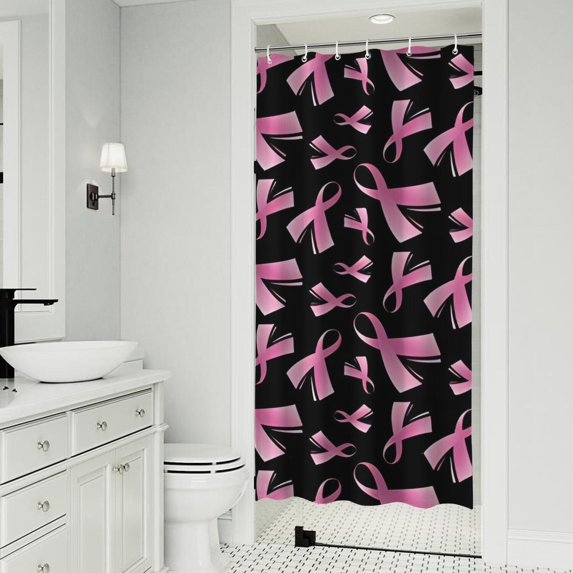 Pink Breast Cancer Shower Curtain 36"x72" ,Bathroom Decorative Shower Curtains Set with 12 Hooks,Modern Waterproof Washable Shower Curtain
