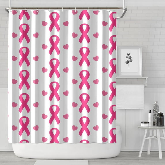 Pink Breast Cancer Shower Curtain 72"x84" ,Bathroom Decorative Shower Curtains Set with 12 Hooks,Modern Waterproof Washable Shower Curtain