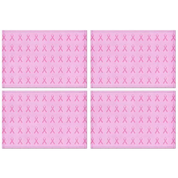 Pink Breast Cancer Summer Placemats Table Placemats Set Of 4-Linen Kitchen Washable Placemats Table Mats 11.8"x17.7" Non-Slip Heat Resistant