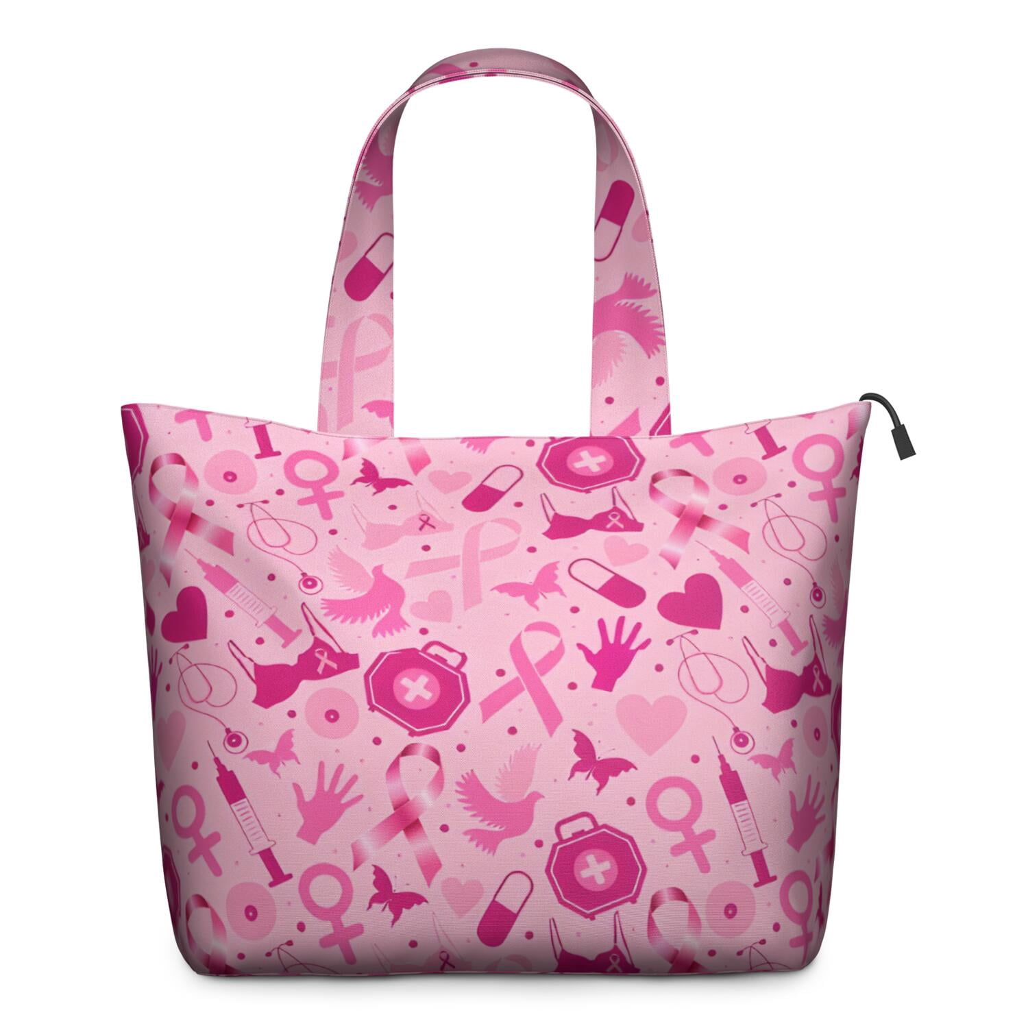 Pink Breast Cancer Travel Tote Bags for Women Carry On,Large Weekender Bags for Women Travel,Multi Functional Duffle Bag for Work,Shopping,Sports