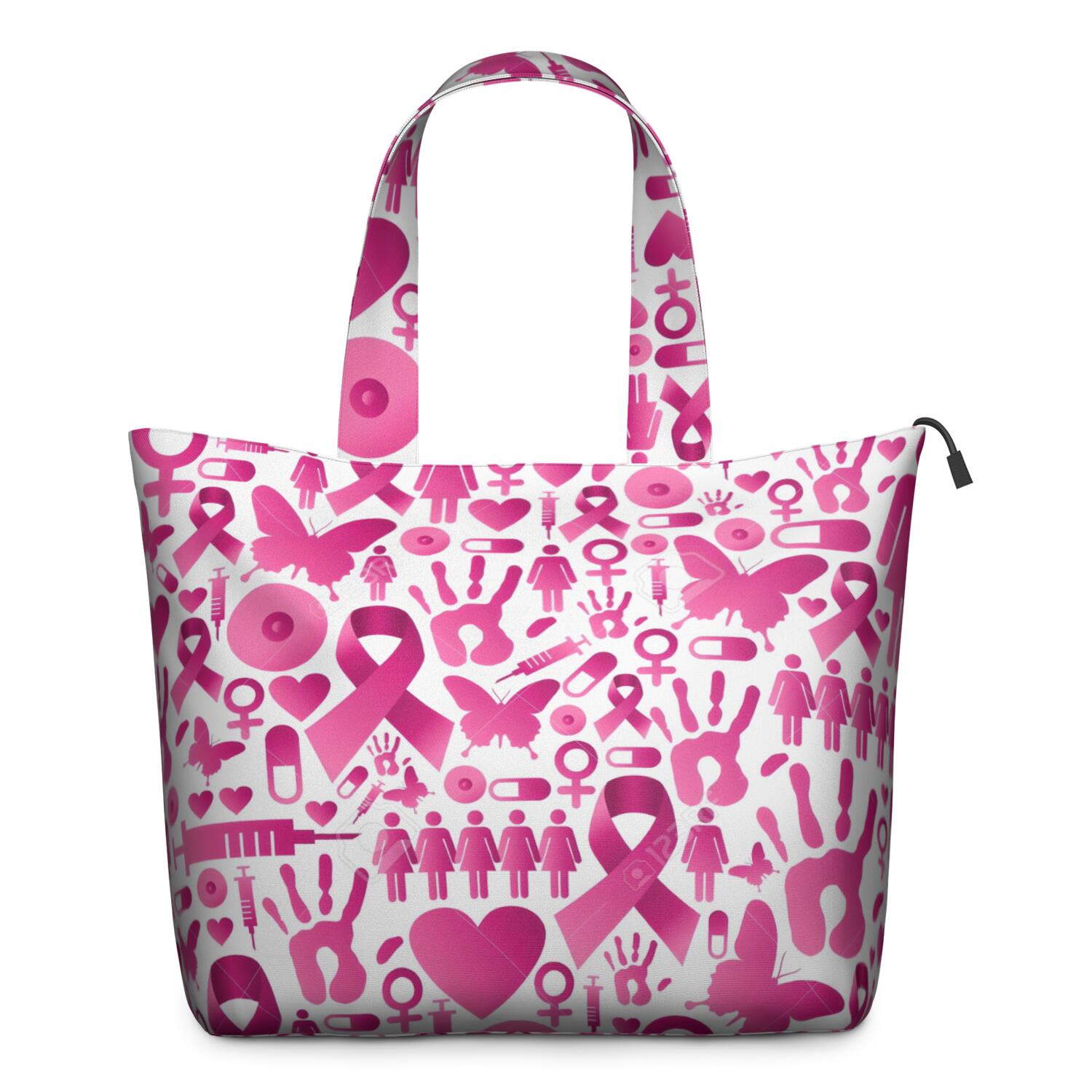 Pink Breast Cancer Travel Tote Bags for Women Carry On,Large Weekender Bags for Women Travel,Multi Functional Duffle Bag for Work,Shopping,Sports