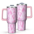 thumbnail image 1 of Pink Breast Cancer Tumbler with Handle and Lid,40oz Double Wall Vacuum Insulated Tumbler,Cups Gift for Women and Men, 1 of 7