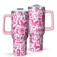 thumbnail image 1 of Pink Breast Cancer Tumbler with Handle and Lid,40oz Double Wall Vacuum Insulated Tumbler,Cups Gift for Women and Men, 1 of 7