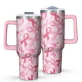 thumbnail image 1 of Pink Breast Cancer Tumbler with Handle and Lid,40oz Double Wall Vacuum Insulated Tumbler,Cups Gift for Women and Men, 1 of 7