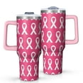 thumbnail image 1 of Pink Breast Cancer Tumbler with Handle and Lid,40oz Double Wall Vacuum Insulated Tumbler,Cups Gift for Women and Men, 1 of 7
