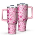 thumbnail image 1 of Pink Breast Cancer Tumbler with Handle and Lid,40oz Double Wall Vacuum Insulated Tumbler,Cups Gift for Women and Men, 1 of 7