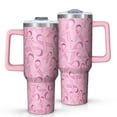 thumbnail image 1 of Pink Breast Cancer Tumbler with Handle and Lid,40oz Double Wall Vacuum Insulated Tumbler,Cups Gift for Women and Men, 1 of 7
