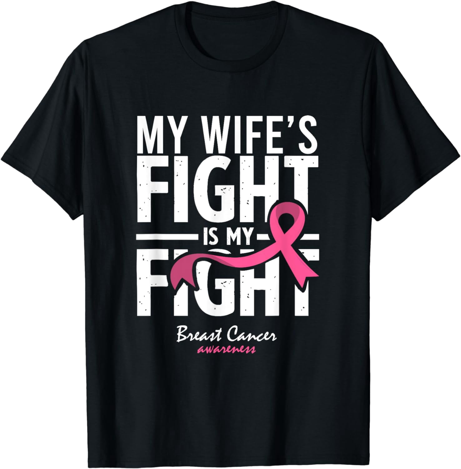 Pink Breast Cancer Wife Survivor Support Husband T-Shirt - Walmart.com
