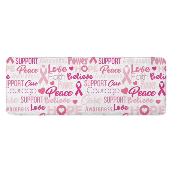 Pink Breast Cancer and Love Kitchen Rug Mat,Kitchen Runner Rugs Non Skid Washable,Decorative Kitchen Floor Mats for Kitchen,Sink,Laundry,17"x47.2"